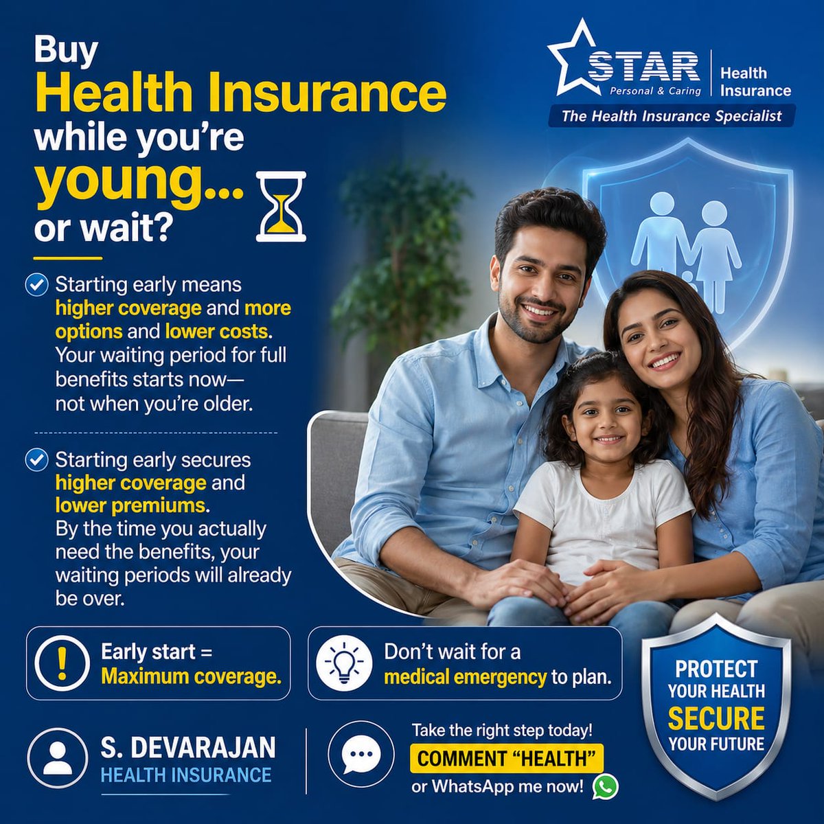 licdevarajan's tweet image. ⏳ The best time to buy health insurance is when you don’t need it.
💰 Start early = lower premium + higher coverage.
🛡️ Finish waiting periods before life tests you.
📲 Comment “HEALTH” or WhatsApp: wa.me/9840177017⁠�
#HealthInsurance #StartEarly #FinancialProtection