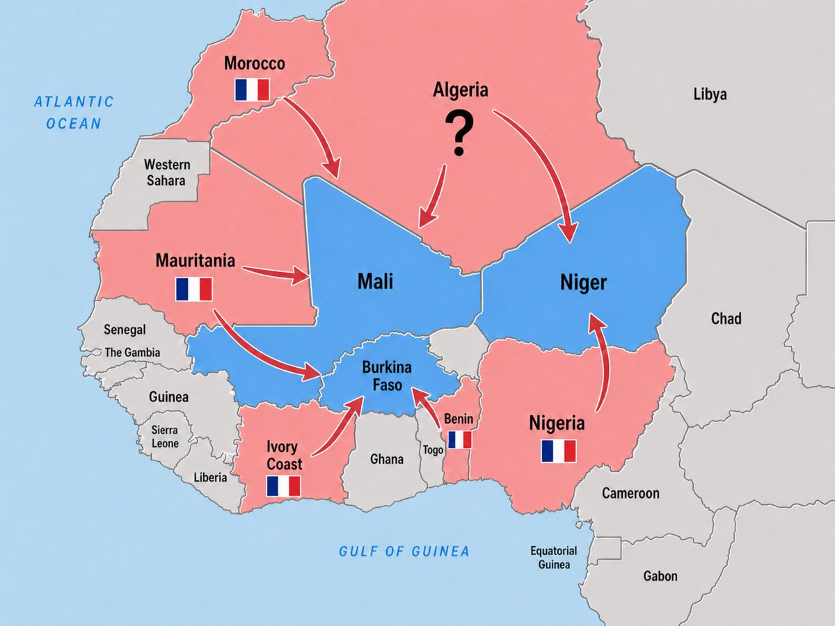 How can Africa unite while 🇧🇯🇬🇭🇳🇬 are used by 🇺🇸🇫🇷 as a launch pad to destabilize SAHEL region

🇿🇦 is 6k km from SAHEL