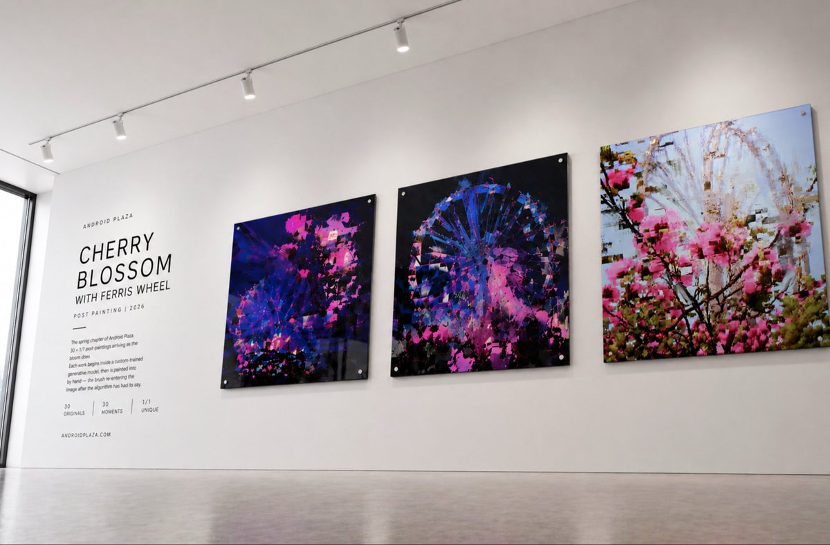NorrieHarman's tweet image. Android Plaza l Cherry Blossom

The paintings are available for one more week, aligned with the bloom 🌸

Once the blossom fades, the collection closes for the year.

androidplaza.com

#cryptoart #NFT #postpainting