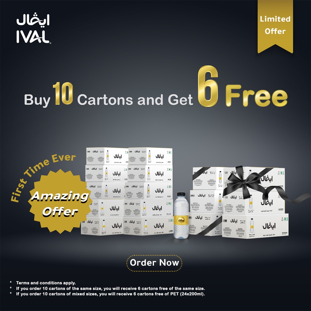 IvalWater's tweet photo. Order 10 cartons and get 6 Free
Order Now