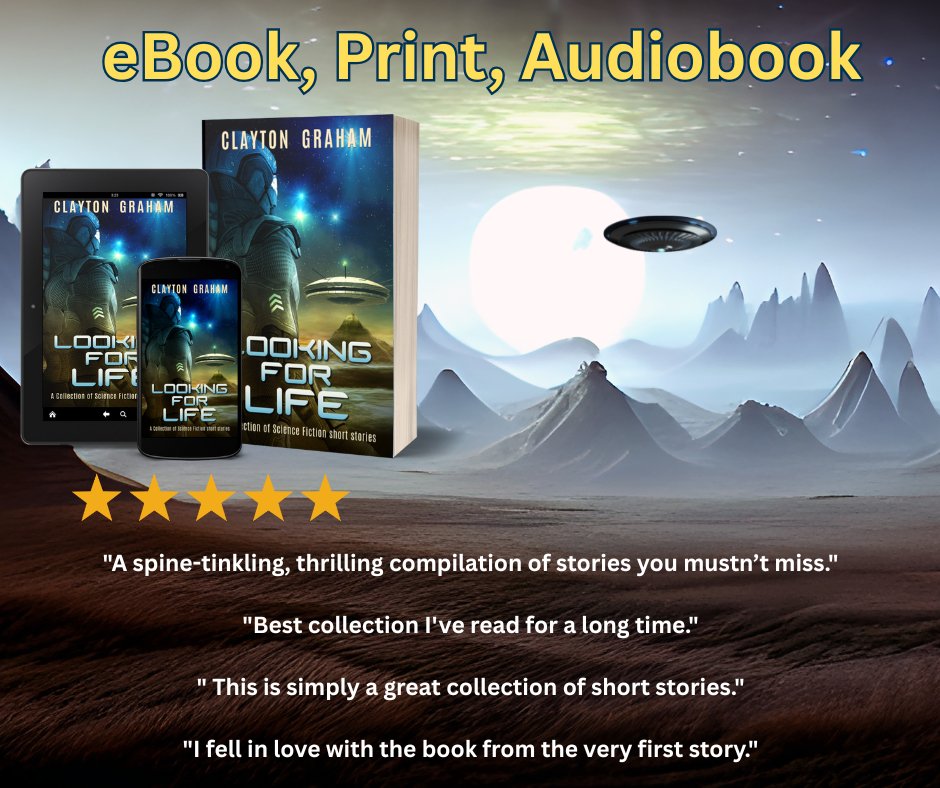 CGrahamSciFi's tweet image. Highly Awarded Science Fiction LOOKING FOR LIFE:  Spread your wings. Explore your universe.  
mybook.to/LOFL
★★★★★ “Looking for Life is a spine-tingling, thrilling compilation of stories you mustn’t miss." 
Also on KU. 
#scifi #ian1 #mustread #readers #SFF #kindle
