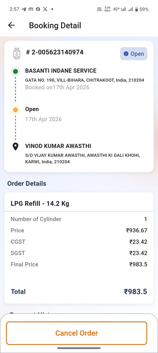 ErVinodckt's tweet photo. @indane_gas @IndianOilcl मैने 8 दिन पहले गैस बुक की थी पेमेंट भी हो गया है लेकिन dac नंबर नहीं आया कृपया आवश्यक कार्यवाही करें https://t.co/hmqcyTDvPj