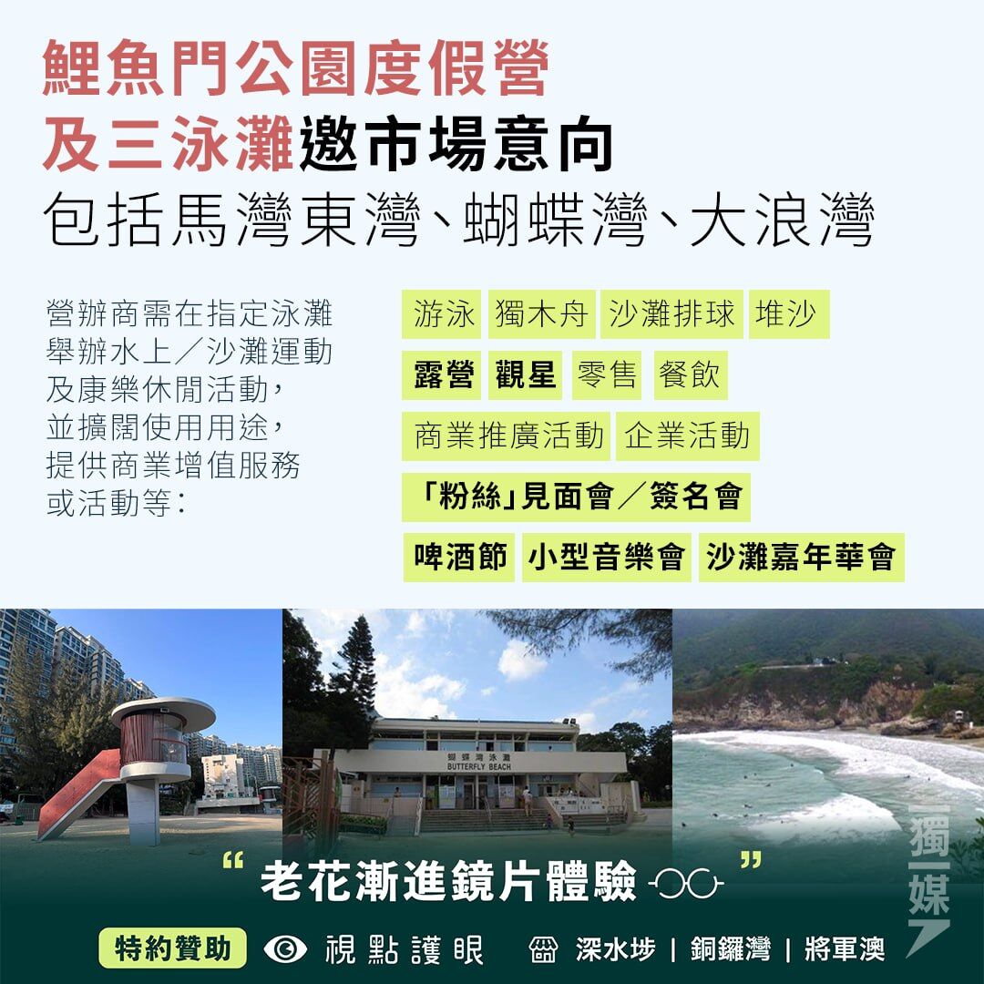 鯉魚門公園度假營及三泳灘邀市場意向 包括馬灣東灣、蝴蝶灣、大浪灣
bit.ly/48SuNrK