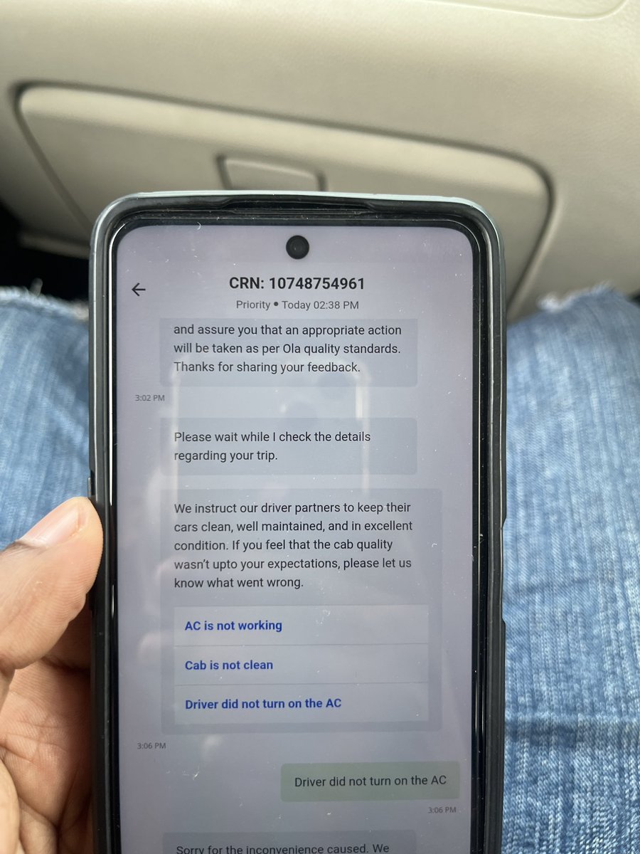 AayushG67087501's tweet image. Booked an AC ride with Ola, but the driver refused to turn on the AC during the trip from Mumbai to Ambarnath. Very disappointing service despite paying full fare. Complaint already raised with CRN 10748754961. Please resolve this issue. #Ola @Olacabs