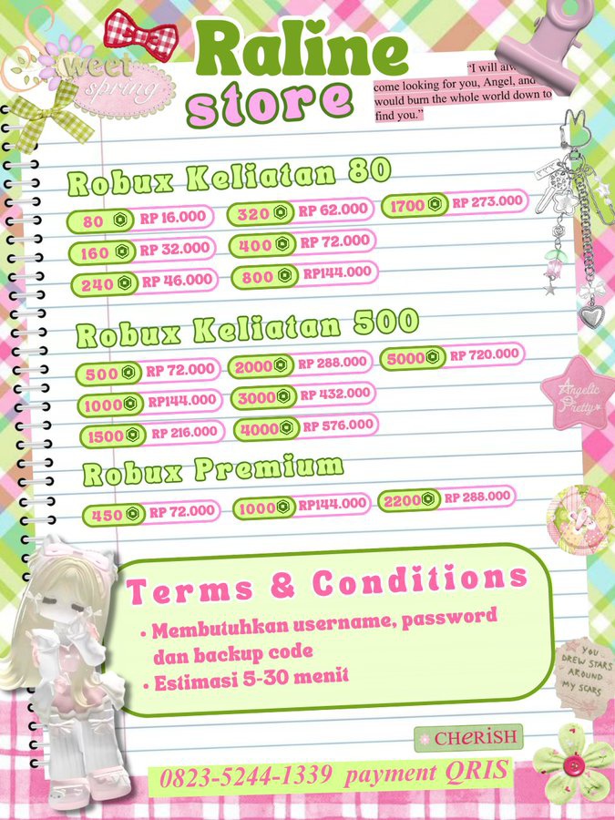 raline ♡ - jual robux & hato tweet media