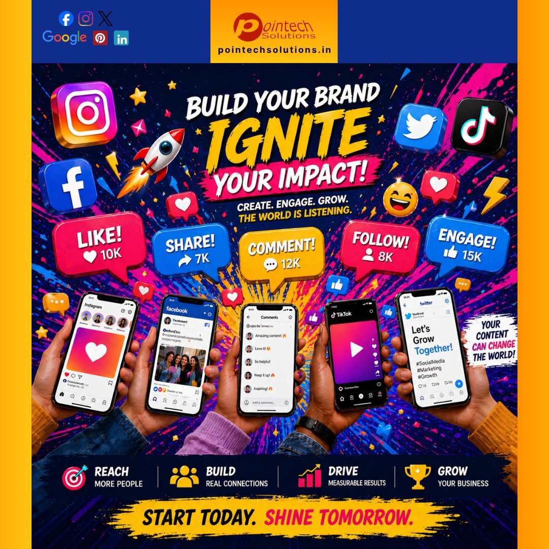 PointechS's tweet photo. 🔥 Build. Engage. Grow.
Turn likes into loyal customers.
#SocialMedia #Marketing #Growth #Engagement #Branding #pointechsolutions https://t.co/vBRDmd1aSo