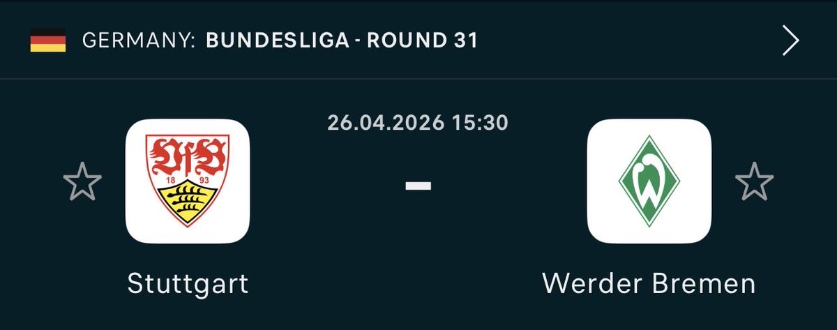 Tippmaster62491's tweet photo. 🔥 Play of the Day 🔥

⚽ Stuttgart vs Werder Bremen
📊 Pick: Stuttgart win
💸 Odds: 1.55
💰 Stake: 3 Units

Let’s keep it rolling. 📈🔥 https://t.co/E6PCyzO1pB