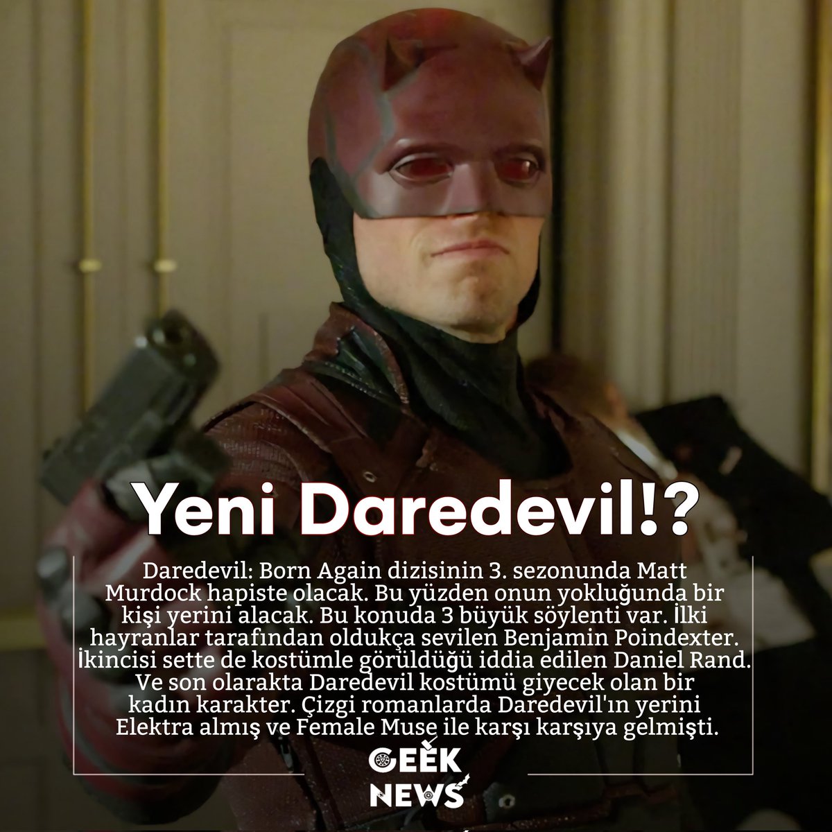 geeknewsturkiye's tweet photo. #daredevil #daredevilbornagain #mattmurdock #benjaminpoindexter #bullseye #ironfist #elektra #danielrand https://t.co/juhXMvlTlQ
