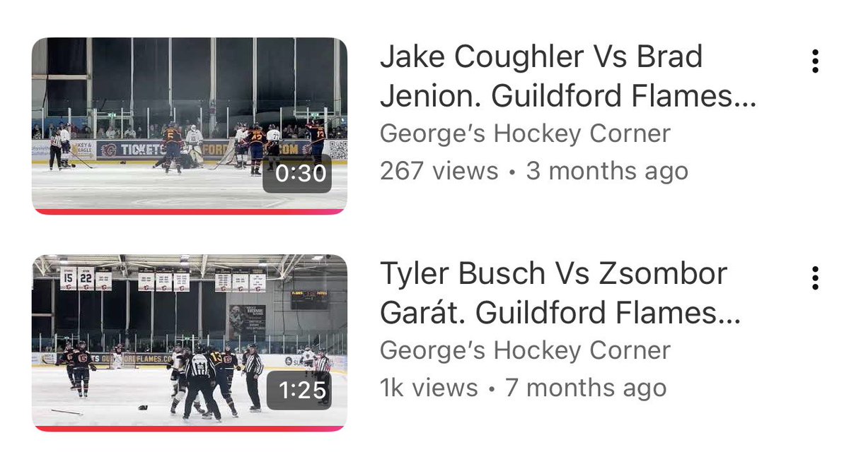 8of11 fights on home ice from the 25/26 <a href="/flamesicehockey/">Guildford Flames</a> season are on my YouTube channel! <a href="/HockeyFightsUK/">BritishHockeyFights</a> 

Enjoy: youtube.com/playlist?list=…

#georgeshockeycorner #GuildfordFlames #hockeyfight #icehockeyfight #fisticuffs