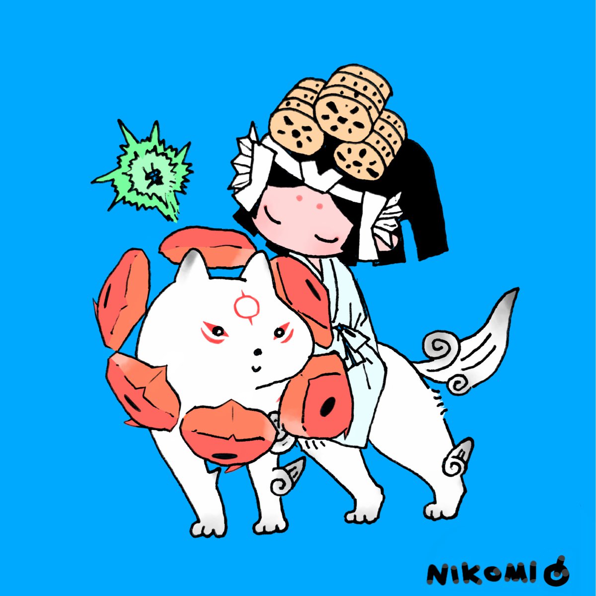 pukupuku2530's tweet image. 大神20周年おめでとうございます🌸
大神伝を先に遊んでいたのでキャラクター達の過去を知って感動していました✨
大好きなクシナダを背中に乗せられたのも嬉しかったです🍶🌾
＃大神20th ＃Okami