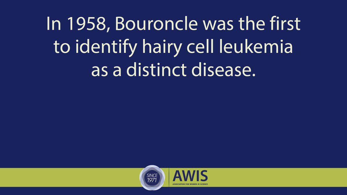 AWISNational's tweet image. Bertha Bouroncle, MD, was a Peruvian-American hematologist. She was the first to identify hairy cell leukemia as a distinct disease. She developed pentostatin, a treatment that is still an option today.
awis.org/historical-wom… #WomenInScience @OhioState