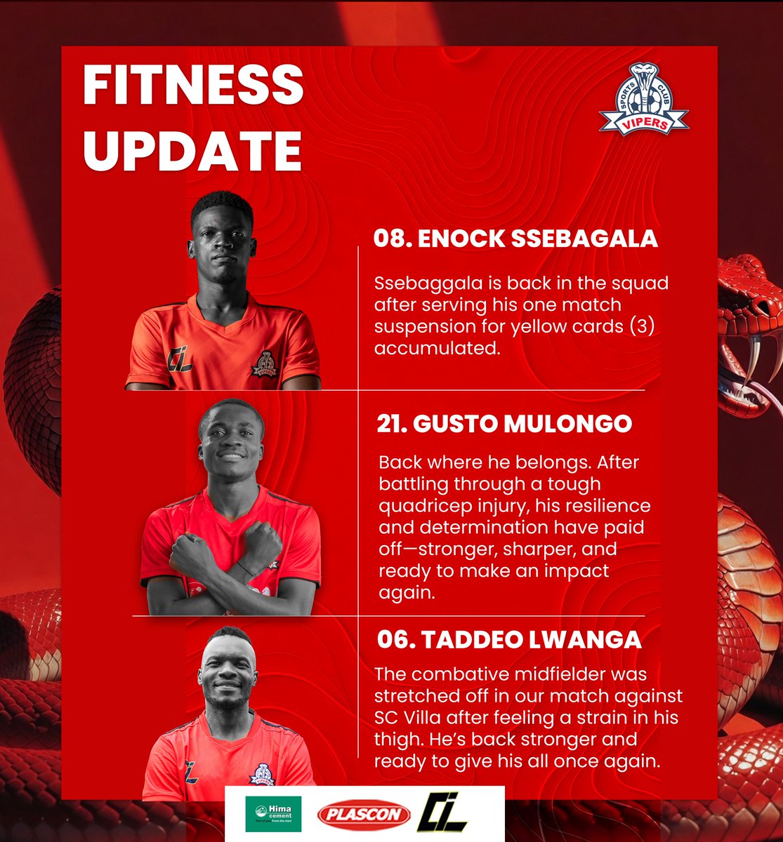 VipersSC's tweet image. A positive fitness update ahead of #VIPEBB. 🗞️

#VenomsUpdates || #OneTeamOneDream ||