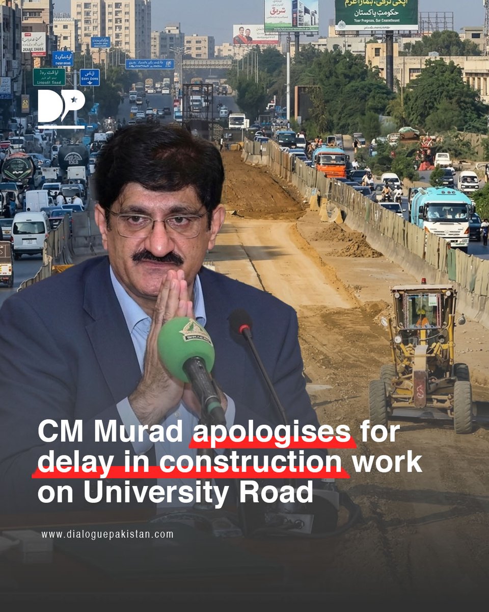 DialoguePak's tweet image. Sindh Chief Minister Syed Murad Ali Shah on Sunday apologised over the delay in construction work on University Road.

dialoguepakistan.com/en/pakistan/cm…

#DialoguePakistan #CM #MuradAliShah #construction #work #UniversityRoad