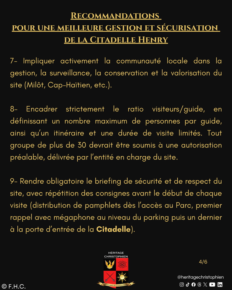 FondationHC's tweet photo. Cette liste de recommandations de la F.H.C. se veut une base de travail; elle n’est pas exhaustive. Vos idées comptent aussi. N’hésitez pas à les partager en commentaire.

#CitadelleHenry #PalaisSansSouci #HenryChristophe #Patrimoine #Milot #Okap #HeritageChristophien #Haiti https://t.co/xUWIb3QwIx