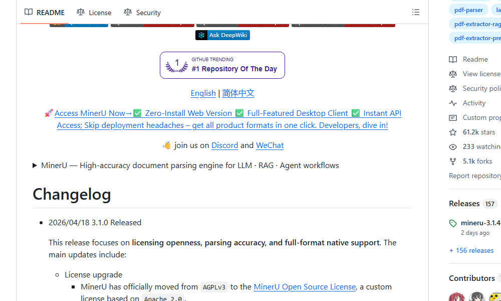 clxymox's tweet image. 🐍 MinerU
⭐ 61,231 stars

**"Extraction ultra-rapide de données depuis des PDFs avec une précision chirurgicale !"**
#GitHub