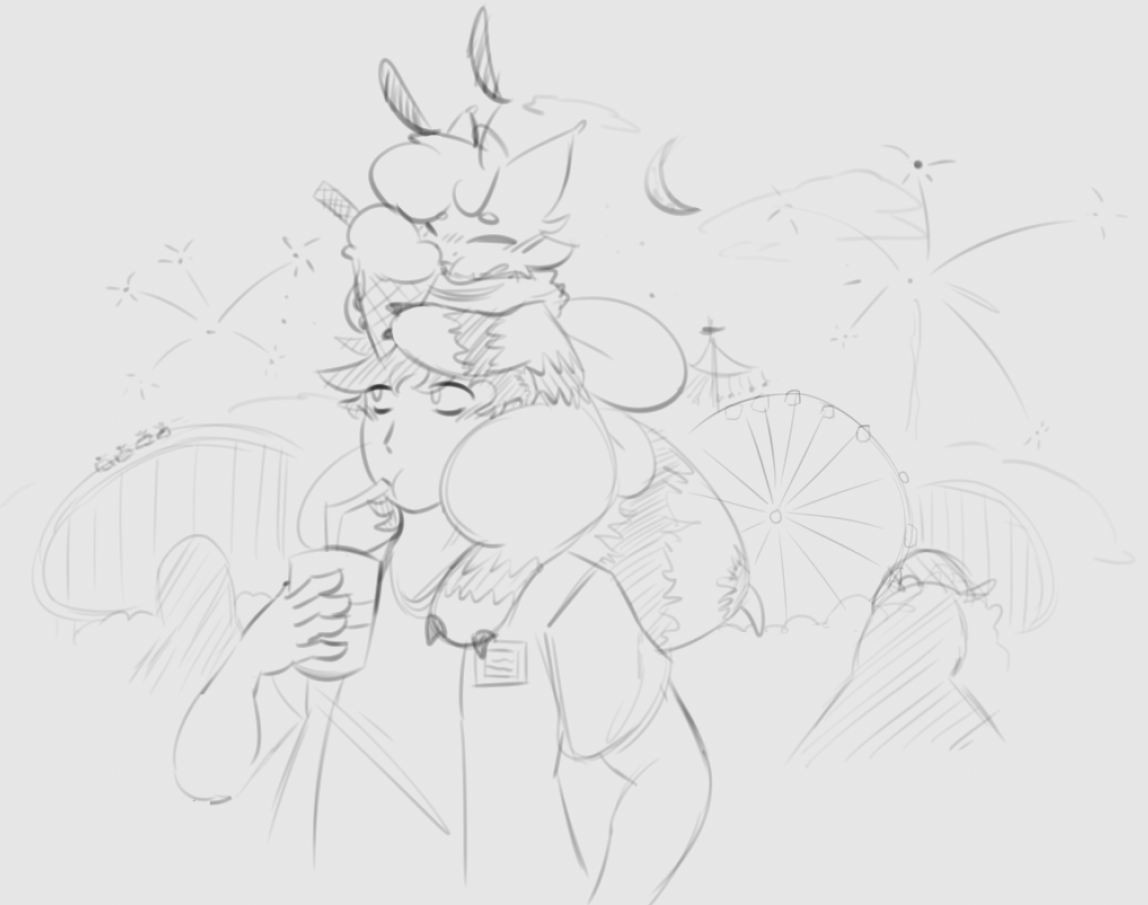Beebun5's tweet photo. quick doodle of a bee and their caretaker https://t.co/RfMDL2JQQE