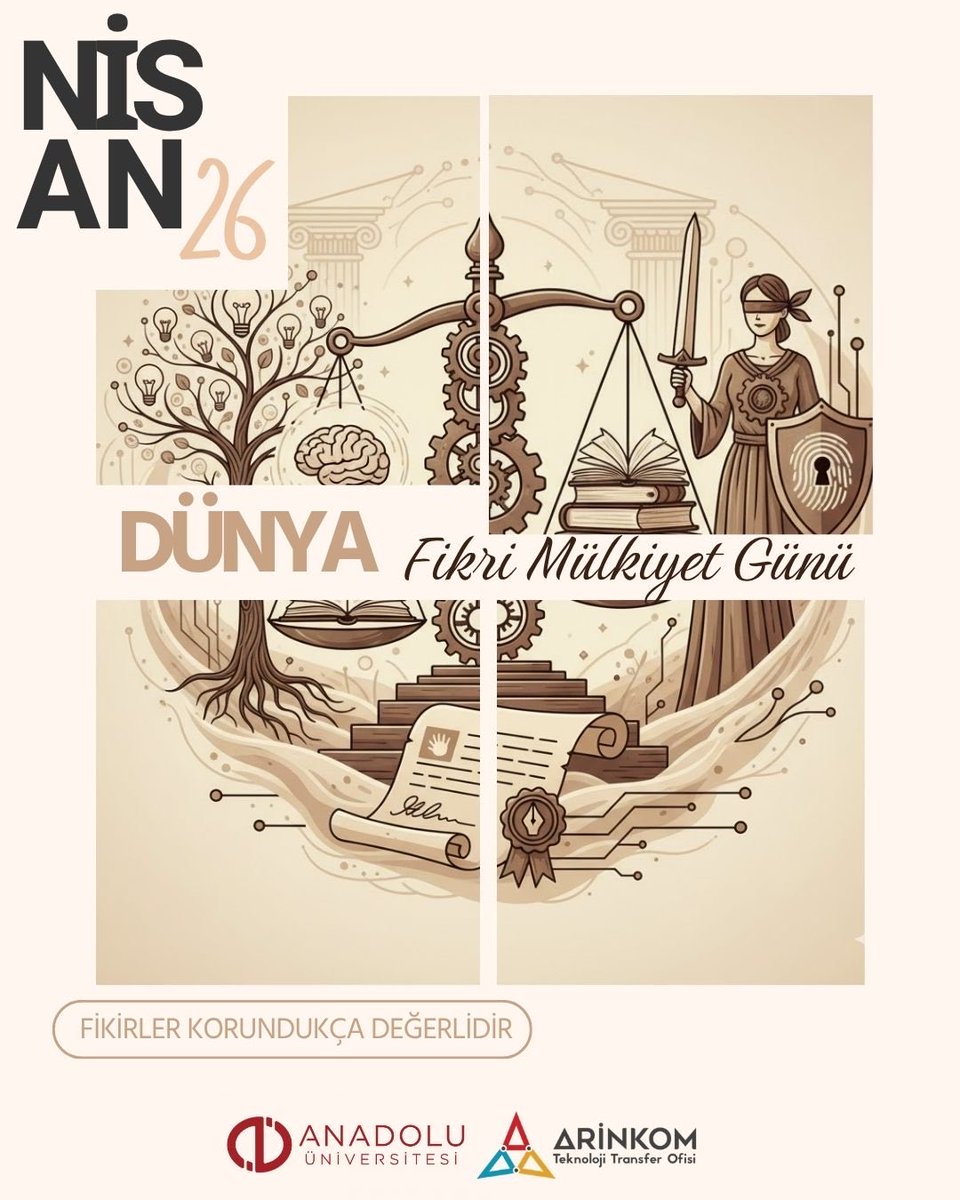 ArinkomTTO's tweet image. ✨Fikirden değere uzanan yolculuk fikri mülkiyetle güçleniyor.
26 Nisan Dünya Fikri Mülkiyet Günü kutlu olsun!
#WorldIPDay #Patent #FikriMülkiyet