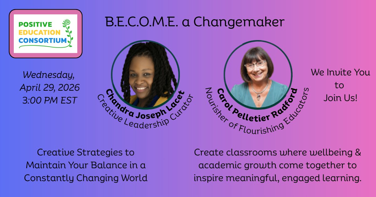 MentorinAction's tweet image. Join us April 29 at 3PM ET for Creative Strategies to Maintain Your Balance—a free conversation on reducing stress, restoring energy, and staying grounded.

✨ Practical tools. Real connection.

👉 Register: tinyurl.com/4s6t36te

#Educators #Wellbeing #PositiveEducation