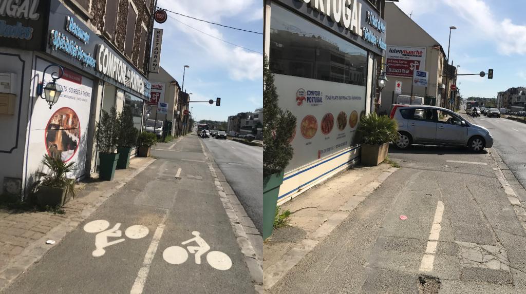.#VigiloCPS "Signalisation, marquage" le 25/04/26

Absence de feux vélo et de signalisation.
1 seconde sépare ces photos: comment deviner qu'une voiture va déboucher ! Hyper dangereux.

app.vigilo.city/?token=D42C7ED…
Av. de la Div. Leclerc <a href="/MairiedeBallain/">ballainvilliers</a>
#StephanieGueu <a href="/MobParisSaclay/">Mobilités - Paris-Saclay</a>