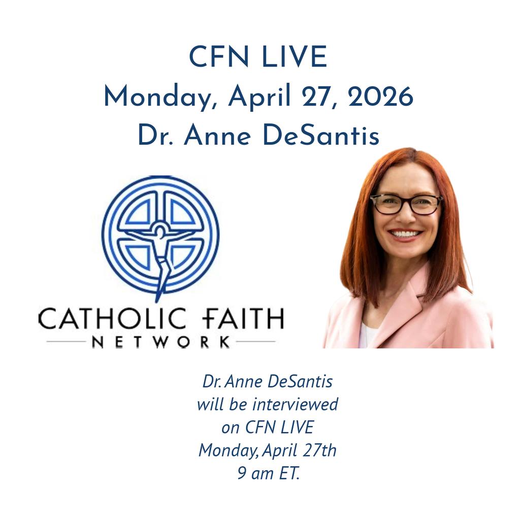 AnneDeSantis2's tweet photo. I am blessed to be interviewed tomorrow morning - April 27th at 9 am ET - on the Catholic Faith Network. Watch live by clicking below:
https://t.co/UvLIUX6LPt
@CatholicFaithTV https://t.co/YtCRXBCN50
