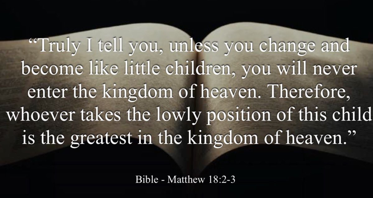 MosqueMaryam's tweet image. Jesus said in the book of Matthew, unless you change and become like little children, you will never enter the Kingdom of Heaven.-#Bible —@MasterDMuhammad