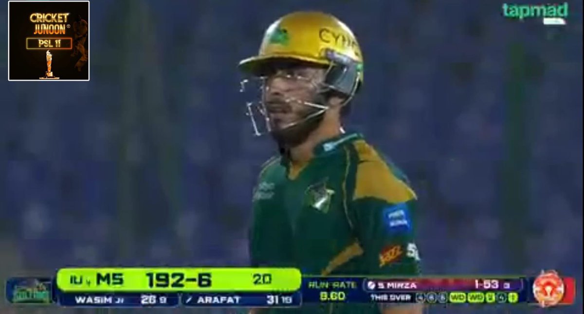 Cricktjunoon's tweet image. Innings break🏏
Sultans vs United, 40th Match
Pakistan Super League

MS 192/7 (20 ov)
Mohammad Wasim* 26(9)
Salman Mirza 1/53 (3.0 ov)
United chose to field.
#MSvIU #HBLPSL11 #PSLNewEra  #CricketJunoon®️