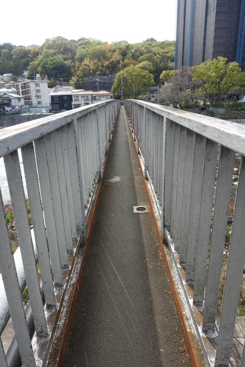 binming22's tweet photo. 生瀬水管橋（西宮市／1975年）
同じく水道橋で管理用通路が開放されています。
こちらはとても有名みたい。幅70cmしかありませんので、向こうから人が来ていないのを見計らって渡りました。西宮市なのに宝塚市民のための水道
↓こちらの神戸新聞記事に経緯が詳しいです。
https://t.co/TB4qnEPAYy https://t.co/IEEeDbscHD