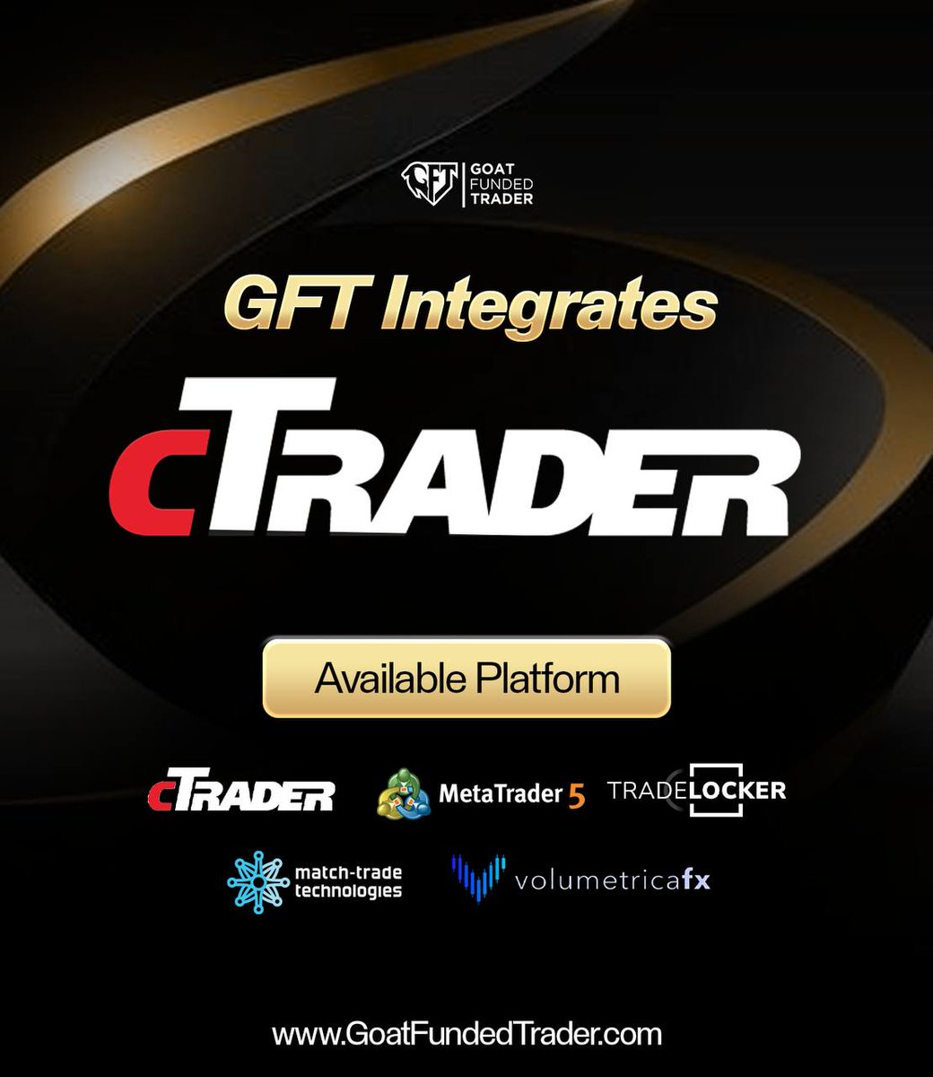 ⏳ REMINDER

cTrader is live on Goat Funded Trader.

We expanded the way you trade.. 

giving you more flexibility, better execution, and the freedom to choose the platform that fits your style.

Whether you prefer cTrader, MT5, TradeLocker, MatchTrader or Volumetrica

the