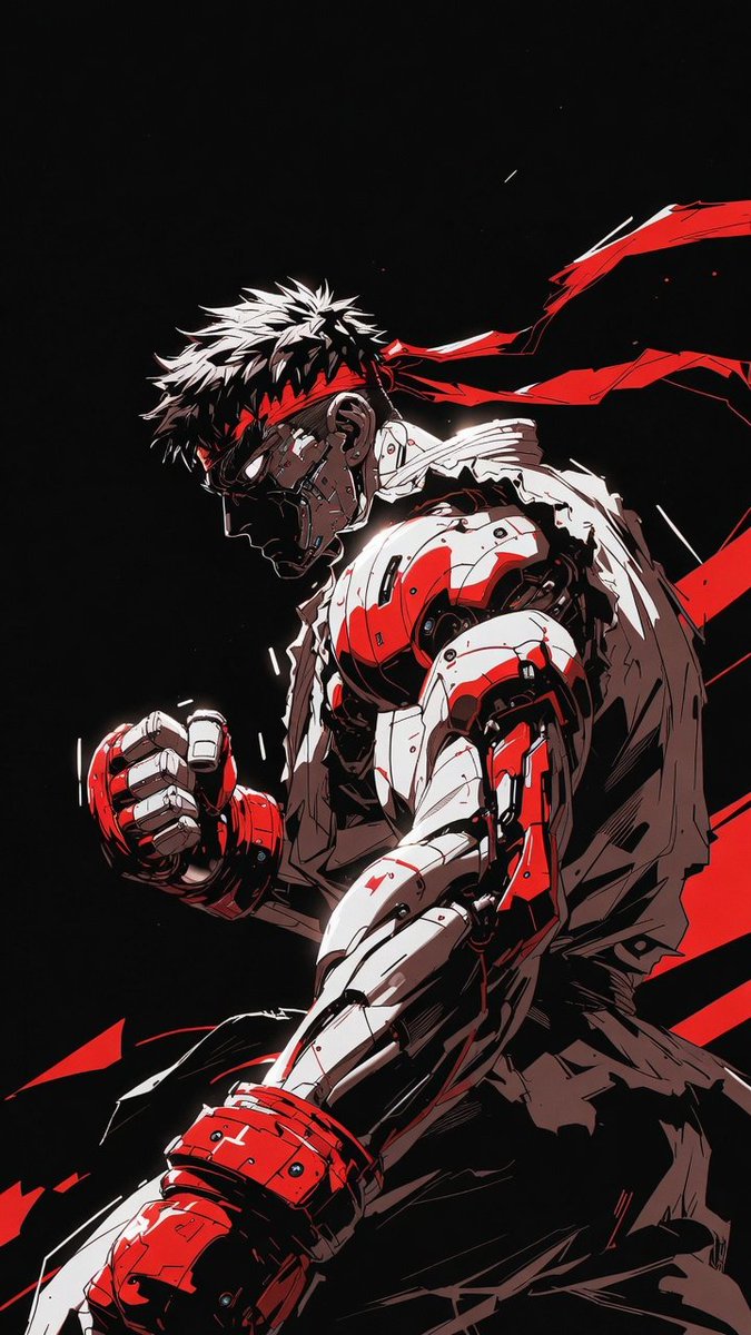 Block_T3H's tweet image. Who will be the king of Street Fighter? 
You decide.👇👇👇
Ryu or Ken Masters.🦾🔥🦾
#artbyT3H #StreetFighter #cyberpunk