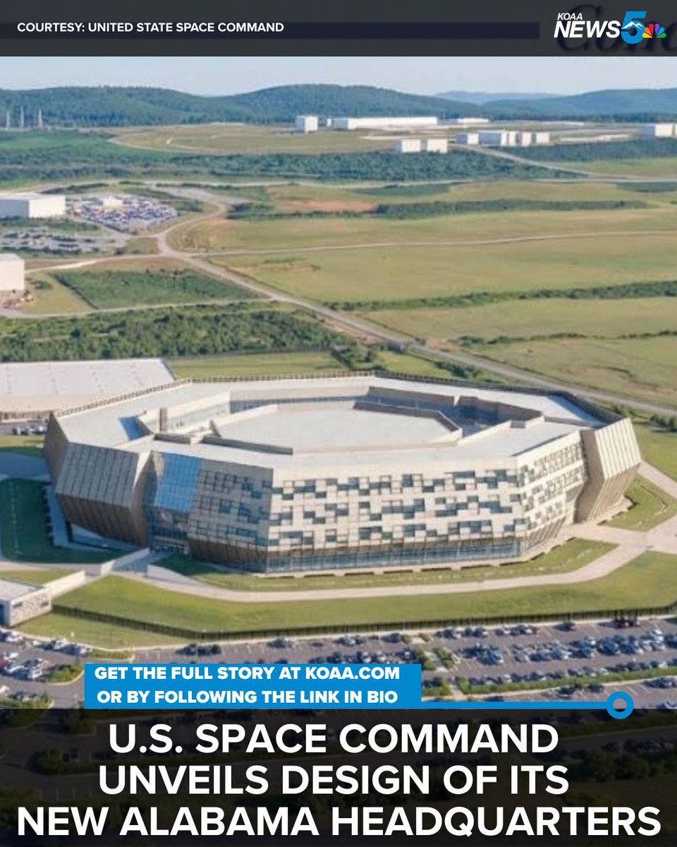 KOAA's tweet photo. The ongoing relocation of U.S. Space Command from Colorado to Alabama continues to progress.

U.S. Space Command shared initial conceptual designs for the future permanent headquarters at Redstone Arsenal, Alabama.

More at: https://t.co/GaF4loHf0B 

#spacecommand #usspacecommand https://t.co/7xd5aDZGQ3