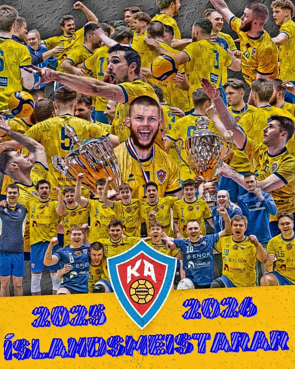 KAakureyri's tweet photo. ÍSLANDSMEISTARAR ANNAÐ ÁRIÐ Í RÖÐ!!!

KA er Íslandsmeistari í blaki karla eftir frábæran sigur á Þrótti Reykjavík eftir oddahrinu í Laugardalshöll. Strákarnir klára þar með úrslitaeinvígið 3-1 og hampa Íslandsmeistaratitlinum annað árið í röð! #LifiFyrirKA https://t.co/W4CqInvGgu