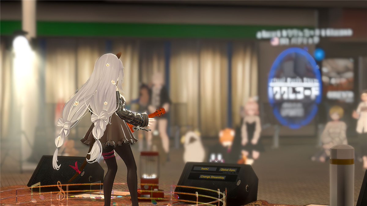 Llama_vrc's tweet image. まみちかさんのウクレレをまったりと。歌う曲は同じでも同じ演奏はないのがライブの良さ。まだまだ同じ曲を聴かせてほしい。 #VRChat #VRFNS #まみちかのお庭