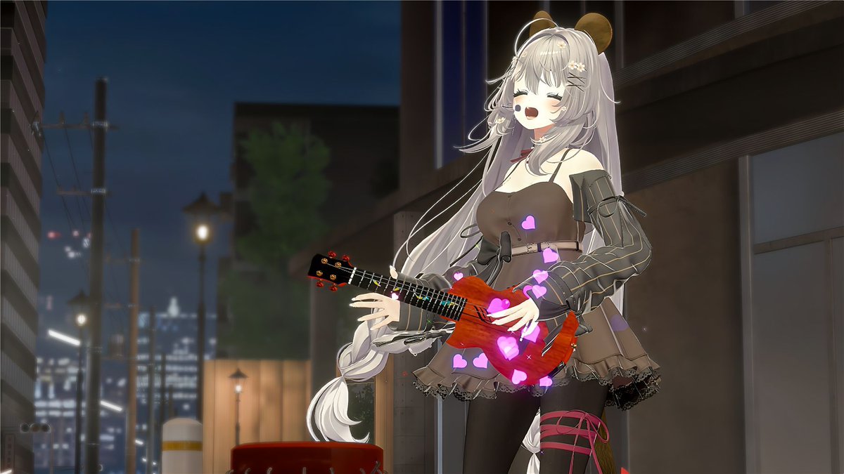 Llama_vrc's tweet image. まみちかさんのウクレレをまったりと。歌う曲は同じでも同じ演奏はないのがライブの良さ。まだまだ同じ曲を聴かせてほしい。 #VRChat #VRFNS #まみちかのお庭