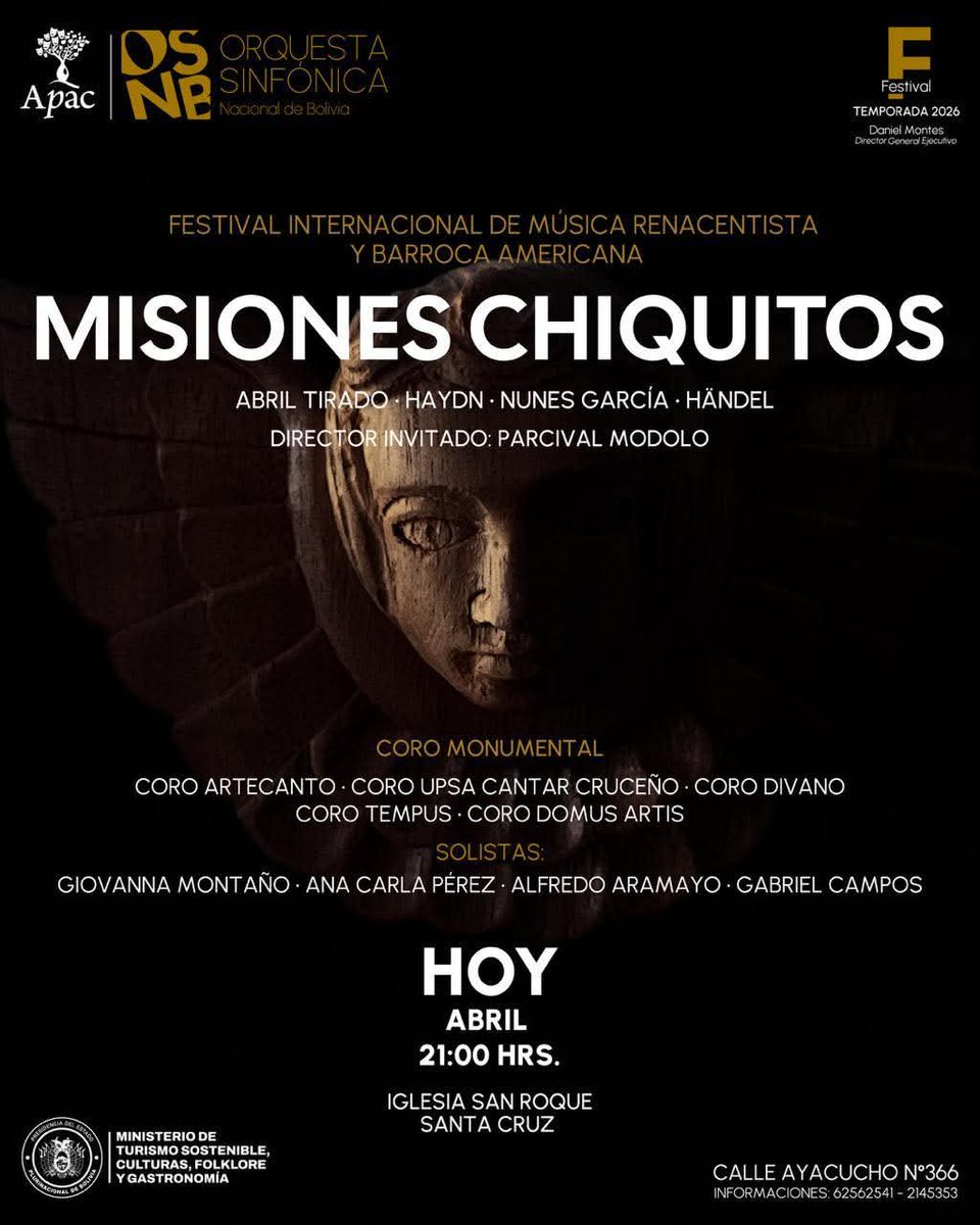 ruateatro's tweet photo. Anoche en #sanxavier y esta noche en la Parroquia San Roque de #scz. Cerrando el #festivaldemusicabarroca Coro Monumental y la Sinfónica Nacional de La Paz.
Fotos: @APACbolivia y Andrés Unter. https://t.co/fNy3p6xF7H