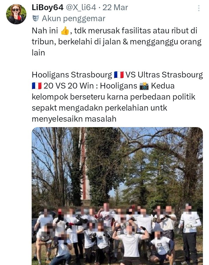 PSG,  coba niruin ni Penggemar Strasbourg, Ada masalah internal lansung aja di selesain secara lansung AF.  gak ngeganggu orang lain atau ngerusak, apalagi sesama CUP. Ultras Strasbourg aja yang besiknya bukan Fighters aja ledenin nih. Terlepas dari masalahnya apa