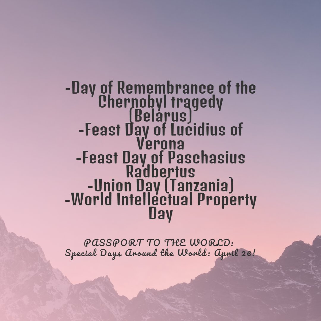 cmfroman's tweet image. PASSPORT TO THE WORLD: Here Are Some of the Special Days Around the World for April 26. #festival #holiday #passporttotheworld #cultures #geography