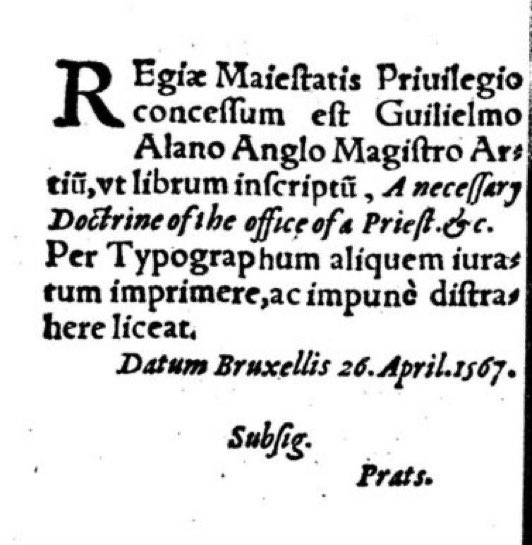 jdmccafferty's tweet image. 26 Apr 1567: William Allen leading #English Catholic exile publishes his defence of absolution &amp;amp; indulgences at #Leuven #otd (NPG/eebo)