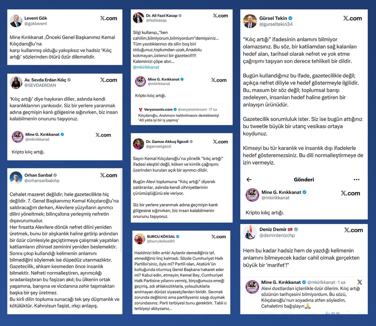 Sheffisback's tweet photo. İmamoğlu’nun trolü Mine Kırıkkanat’ın, Kemal Kılıçdaroğlu’na “Kılıç artığı” demesine CHP’li siyasilerden tepki yükseldi…
Parti içerisindeki İmamoğlu kanadının ise sessizliğe gömüldüğü görüldü. https://t.co/Tqn5OthMgM