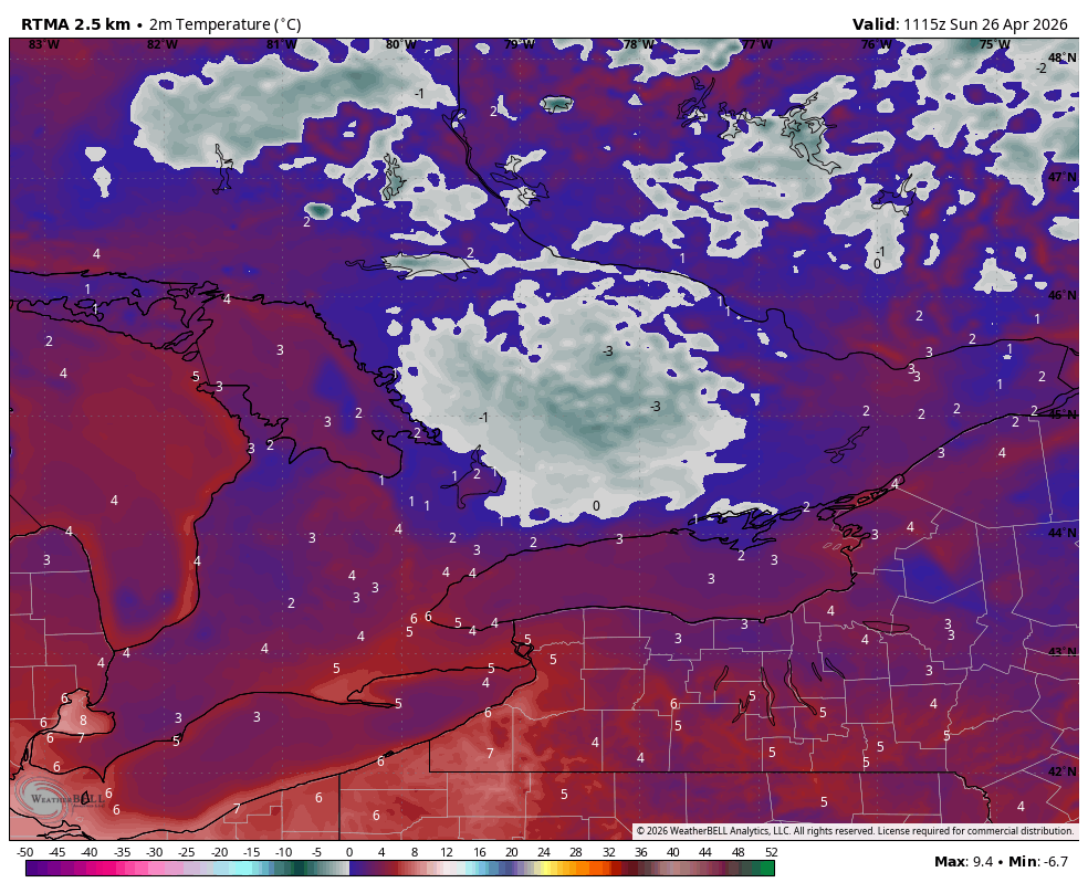 WxOntario1's tweet image. Cool start to the day across Southern #Ontario

Temps range from the mid single digits to near 0C

We rebound nicely for the afternoon with widespread temps in the mid/ upper teens

Mainly sunny skies with some passing clouds at times

#OnWX #ONStorm