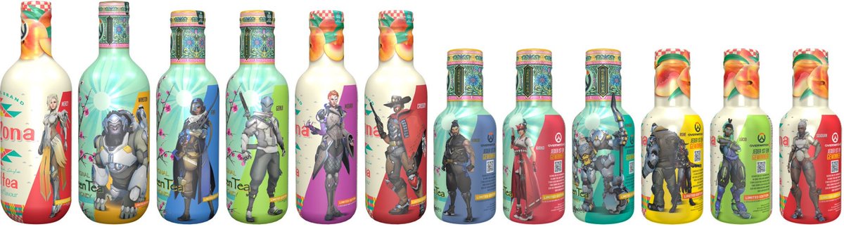 nellyyqwq's tweet photo. Throwback to the AriZona x Overwatch collab in Germany where every bottle came with a code for ingame cosmetics https://t.co/GBazbg1fW6
