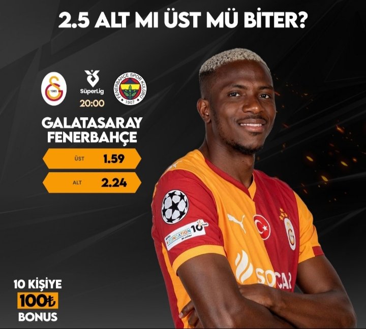 couponfaruk's tweet photo. 💛 Galatasaray 🆚 Fenerbahçe 💛  maçı 2.5 alt mı üst mü biter?

A - Üst
B - Alt

🇹🇷 Süper Lig
🕔 20:00

🎁 Doğru cevabı, Kullanıcı ID ile ileten katılımcılar arasından seçilecek 10 şanslı kullanıcıya 100₺ bonus hediye!

Üye Ol: https://t.co/YVOn0ZzR92 https://t.co/SBPqgX7nq2