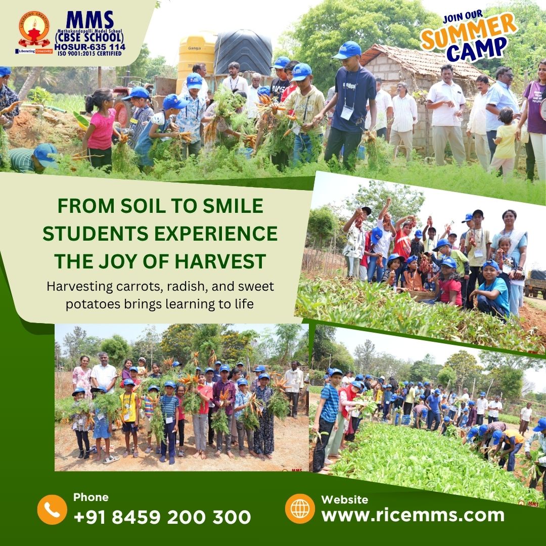 MmSchooltn's tweet image. From Soil to Smile – Students Experience the Joy of Harvest

#MMSchool #ExperientialLearning #HarvestActivity #LearningByDoing #SchoolGarden #NatureLearning #StudentLife #HolisticEducation #HosurSchools #GreenCampus #ExploreAndLearn