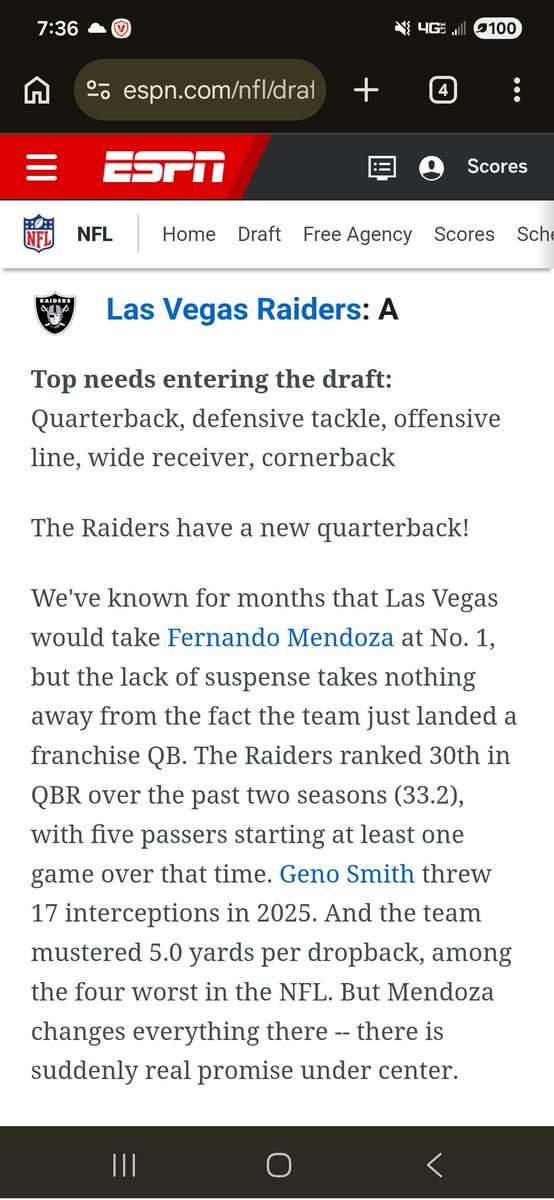 Oaklraiders1976's tweet image. #Raiders overall draft grades

Per @nickwalt and ill add ESPNs grade AND UPDATE NFL.com &amp;amp; FOX

ESPN: A
CBS: A
Underdog: A
theScore: A
USA Today: A
Yahoo: Biggest draft winner
PFF: A-
FOX: A
NFL: A-
SI: B
#RaiderNation