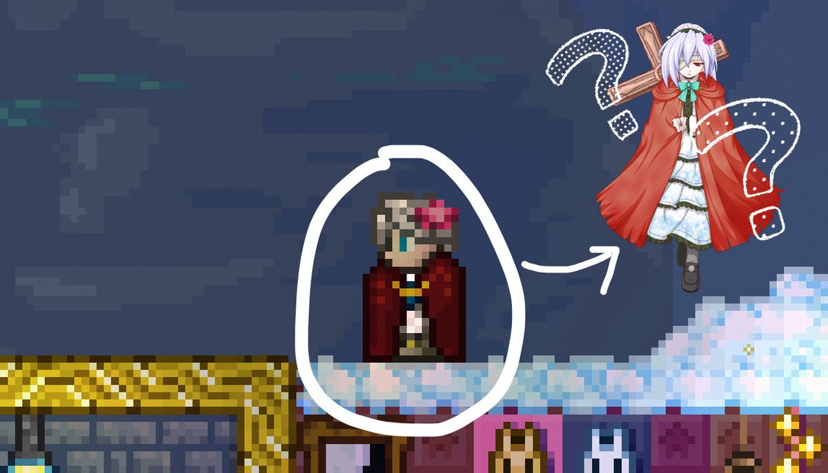 By no means my #Terraria avatar looks like the one Messiah who will save Shane in today's Stardew stream