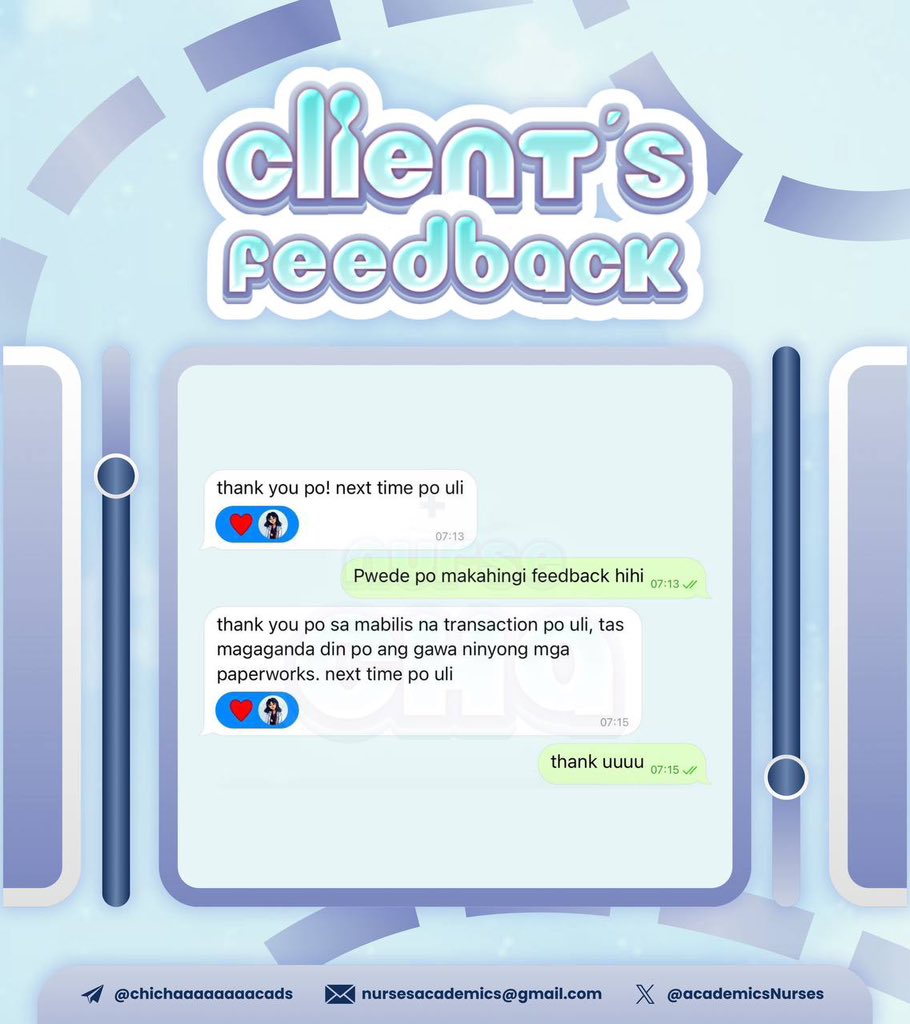 CLIENT FEEDBACK
— Lab Report Discussion

"thank you po sa 𝗺𝗮𝗯𝗶𝗹𝗶𝘀 𝗻𝗮 𝘁𝗿𝗮𝗻𝘀𝗮𝗰𝘁𝗶𝗼𝗻 po uli, tas 𝗺𝗮𝗴𝗮𝗴𝗮𝗻𝗱𝗮 𝗱𝗶𝗻 𝗽𝗼 𝗮𝗻𝗴 𝗴𝗮𝘄𝗮 𝗻𝗶𝗻𝘆𝗼𝗻𝗴 𝗺𝗴𝗮 𝗽𝗮𝗽𝗲𝗿𝘄𝗼𝗿𝗸𝘀. next time po uli" 💯

Thank you po 💚