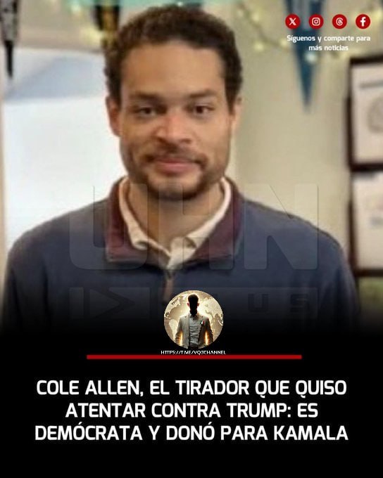 26 aprile 2926, Stati Uniti

L'ATTENTATORE SI CHIAMA COLE ALLEN

L'attentatore che ha tentato di assassinare #Donald_Trump si chiama #Cole_Allen, ha 31 anni ed è californiano. È un democratico iscritto al partito e ha fatto una donazione alla campagna elettorale di #Kamala_Harris