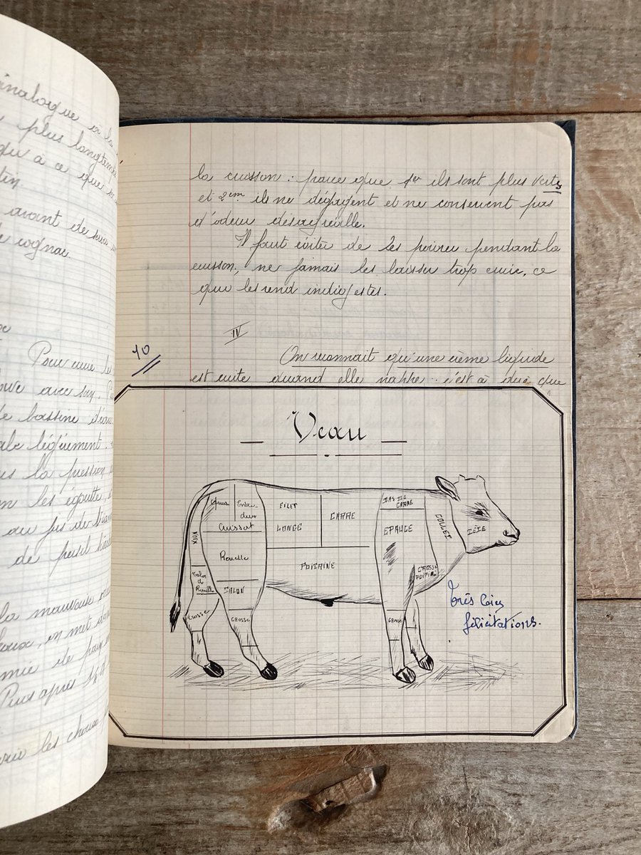 ⁡

1933-34年に書かれたフランスの学生のノート。一冊は博物学、もう一冊は料理について。
⁡
カリグラフィーや筆記体が美しく、図版が多数貼り込まれています。
⁡
＊こちらのノートは、GEOGRAPHICA overtureさんのイベントに持っていきます。