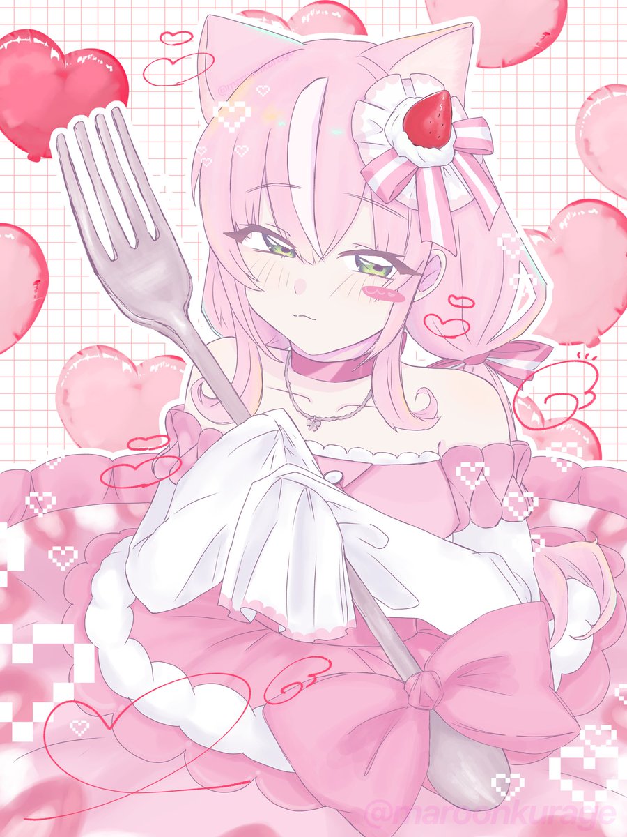 #Nari_art
 
ショートケーキイチゴみたいに座ってもいい？🍓🪽