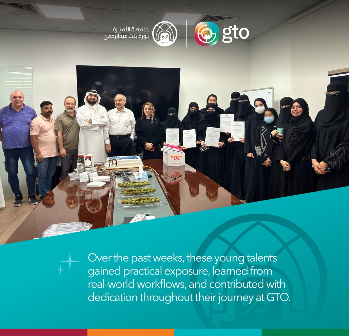Proud to celebrate the successful completion of the Cooperative Training Program with Princess Nourah bint Abdulrahman University students.

We wish them continued growth and success ahead.

#GTO #PNU #TalentDevelopment #COOPTraining #GIS #GISTraining #Riyadh #Vision2030 #KSA