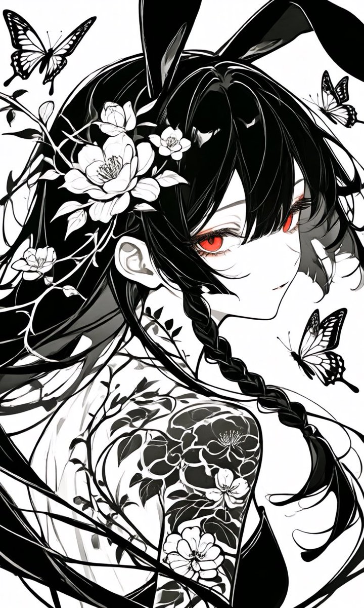 ArcluneVeill's tweet image. 紅眼の黒兎
#AIart
#DarkArt
#Monochrome